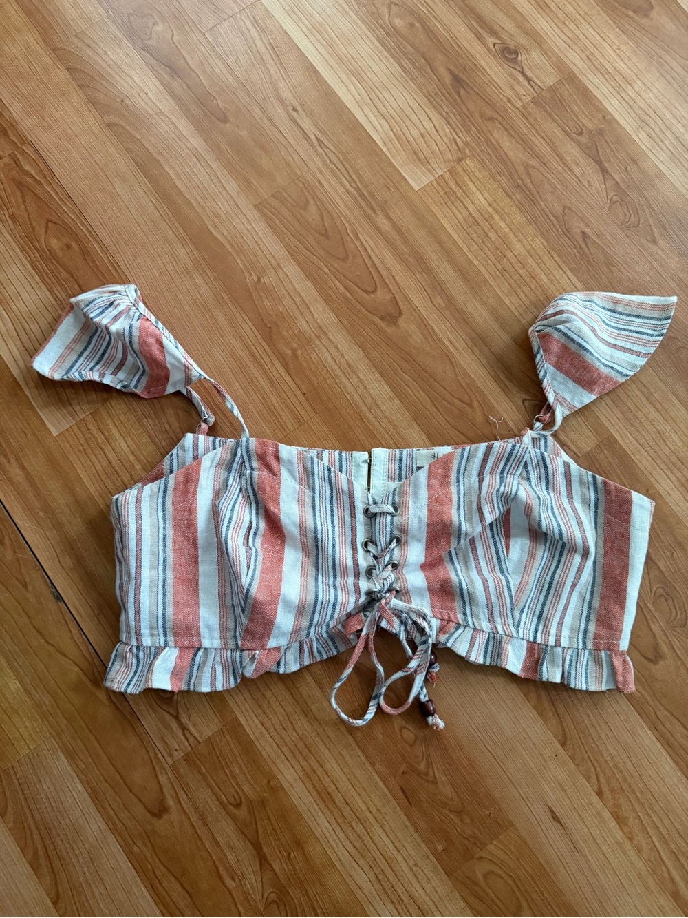 Striped Tie-Front Crop Top